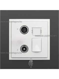   TV-Rádió-PC (RJ45) aljzat, csillagpontos, Cat. 6 UTP, IP20, jégfehér fedőlappal és Animato fekete kerettel - EFAPEL LOGUS 90