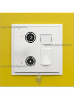   TV-Rádió-PC (RJ45) aljzat, csillagpontos, Cat. 6 UTP, IP20, jégfehér fedőlappal és Animato sárga kerettel - EFAPEL LOGUS 90
