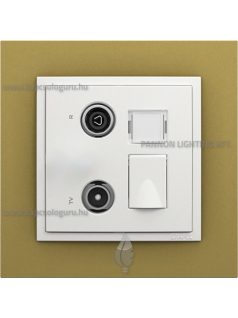   TV-Rádió-PC (RJ45) aljzat, csillagpontos, Cat. 6 UTP, IP20, jégfehér fedőlappal és Animato arany kerettel - EFAPEL LOGUS 90