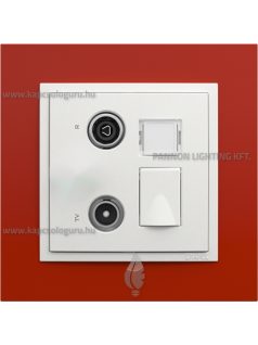   TV-Rádió-PC (RJ45) aljzat, csillagpontos, Cat. 6 UTP, IP20, jégfehér fedőlappal és Animato vörös kerettel - EFAPEL LOGUS 90