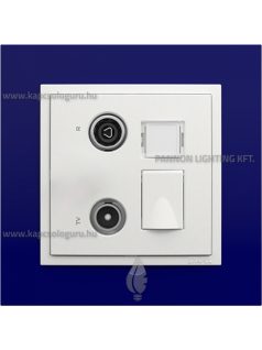   TV-Rádió-PC (RJ45) aljzat, csillagpontos, Cat. 6 UTP, IP20, jégfehér fedőlappal és Animato kék kerettel - EFAPEL LOGUS 90