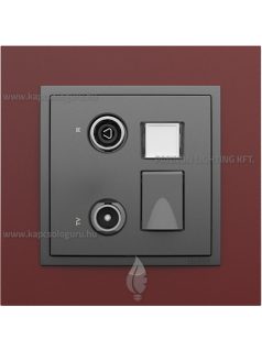   TV-Rádió-PC (RJ45) aljzat, csillagpontos, Cat. 6 UTP, IP20, szürke fedőlappal és Animato bíbor kerettel - EFAPEL LOGUS 90