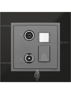   TV-Rádió-PC (RJ45) aljzat, csillagpontos, Cat. 6 UTP, IP20, szürke fedőlappal és Metallo nikkel kerettel - EFAPEL LOGUS 90