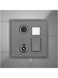   TV-Rádió-PC (RJ45) aljzat, csillagpontos, Cat. 6 UTP, IP20, szürke fedőlappal és Metallo króm kerettel - EFAPEL LOGUS 90