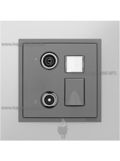   TV-Rádió-PC (RJ45) aljzat, csillagpontos, Cat. 6 UTP, IP20, szürke fedőlappal és Metallo alumínium kerettel - EFAPEL LOGUS 90