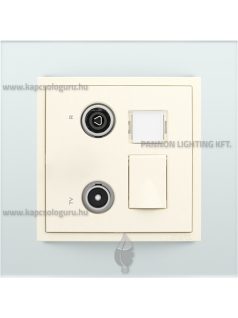   TV-Rádió-PC (RJ45) aljzat, csillag, Cat. 6 UTP, gyöngyházfehér fedőlappal és Crystal üveg kerettel - EFAPEL LOGUS 90
