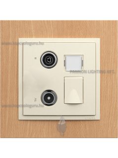   TV-Rádió-PC (RJ45) aljzat, csillag, Cat. 6 UTP, gyöngyházfehér fedőlappal és Arbore bükk 1-es kerettel - EFAPEL LOGUS 90