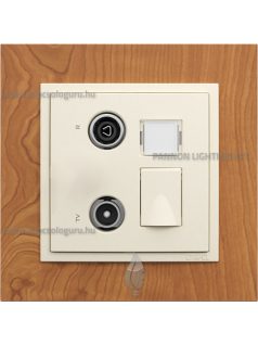   TV-Rádió-PC (RJ45) aljzat, csillag, Cat. 6 UTP, gyöngyházfehér fedőlappal és Arbore cseresznye 1-es kerettel - EFAPEL LOGUS 90