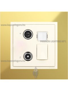   TV-Rádió-PC (RJ45) aljzat, csillag, Cat. 6 UTP, gyöngyházfehér fedőlappal és Metallo arany 1-es kerettel - EFAPEL LOGUS 90