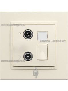   TV-Rádió-PC (RJ45) aljzat, csillag, Cat. 6 UTP, gyöngyházfehér fedőlappal és Animato kerettel - EFAPEL LOGUS 90