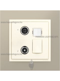   TV-Rádió-PC (RJ45) aljzat, csillag, Cat. 6 UTP, gyöngyházfehér fedőlappal és Metallo titánium kerettel - EFAPEL LOGUS 90