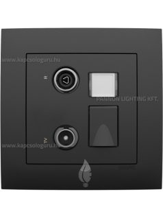   TV-Rádió-PC (RJ45) aljzat, csillagpontos, Cat. 6 UTP, IP20, fekete fedőlappal és Aquarella 1-es kerettel - EFAPEL LOGUS 90