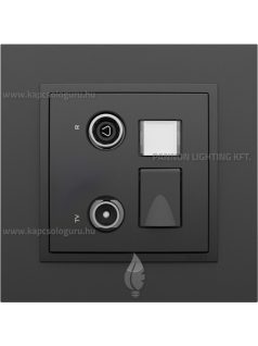   TV-Rádió-PC (RJ45) aljzat, csillagpontos, Cat. 6 UTP, IP20, fekete fedőlappal és Animato fekete 1-es kerettel - EFAPEL LOGUS 90