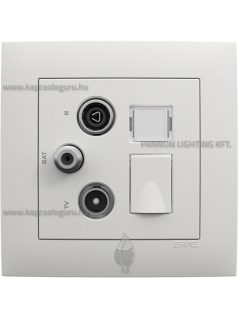   TV-Antenna-Rádió-PC (RJ45) aljzat, csillag, Cat. 6 UTP, jégfehér fedőlappal és Aquarella kerettel - EFAPEL LOGUS 90