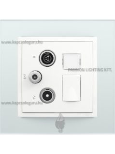   TV-Antenna-Rádió-PC (RJ45) aljzat, csillag, Cat. 6 UTP, jégfehér fedőlappal és Crystal üveg kerettel - EFAPEL LOGUS 90