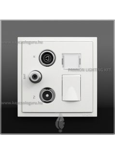   TV-Antenna-Rádió-PC (RJ45) aljzat, csillag, Cat. 6 UTP, jégfehér fedőlappal és Crystal fekete üveg kerettel - EFAPEL LOGUS 90