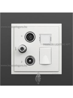   TV-Antenna-Rádió-PC (RJ45) aljzat, csillag, Cat. 6 UTP, jégfehér fedőlappal és Animato fekete kerettel - EFAPEL LOGUS 90