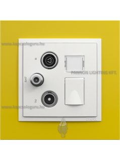   TV-Antenna-Rádió-PC (RJ45) aljzat, csillag, Cat. 6 UTP, jégfehér fedőlappal és Animato sárga kerettel - EFAPEL LOGUS 90