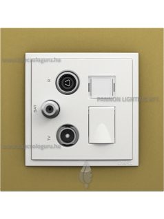   TV-Antenna-Rádió-PC (RJ45) aljzat, csillag, Cat. 6 UTP, jégfehér fedőlappal és Animato arany kerettel - EFAPEL LOGUS 90