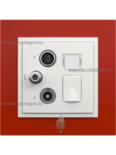   TV-Antenna-Rádió-PC (RJ45) aljzat, csillag, Cat. 6 UTP, jégfehér fedőlappal és Animato vörös kerettel - EFAPEL LOGUS 90