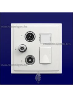   TV-Antenna-Rádió-PC (RJ45) aljzat, csillag, Cat. 6 UTP, jégfehér fedőlappal és Animato kék kerettel - EFAPEL LOGUS 90