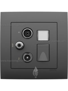   TV-Antenna-Rádió-PC (RJ45) aljzat, csillag, Cat. 6 UTP, szürke fedőlappal és Aquarella kerettel - EFAPEL LOGUS 90