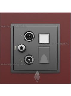   TV-Antenna-Rádió-PC (RJ45) aljzat, csillag, Cat. 6 UTP, szürke fedőlappal és Animato bíbor kerettel - EFAPEL LOGUS 90