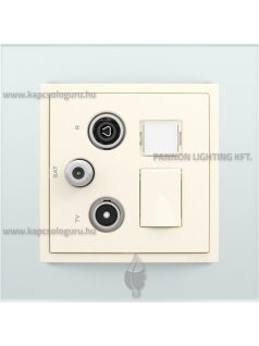   TV-Antenna-Rádió-PC (RJ45) aljzat, csillag, Cat. 6 UTP, gyöngyházfehér fedőlappal és Crystal üveg kerettel - EFAPEL LOGUS 90