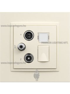   TV-Antenna-Rádió-PC (RJ45) aljzat, csillag, Cat. 6 UTP, gyöngyházfehér fedőlappal és Animato kerettel - EFAPEL LOGUS 90