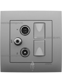   TV-Antenna-Rádió-PC (RJ45) aljzat, csillag, 2xCat. 6 UTP , Aquarella alumínium fedőlappal és 1-es kerettel - EFAPEL LOGUS 90