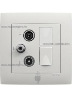   TV-Antenna-Rádió-PC (RJ45) aljzat, csillag, 2xCat. 6 UTP, jégfehér fedőlappal és Aquarella kerettel - EFAPEL LOGUS 90
