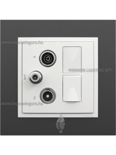   TV-Antenna-Rádió-PC (RJ45) aljzat, csillag, 2xCat. 6 UTP, jégfehér fedőlappal és Animato fekete kerettel - EFAPEL LOGUS 90
