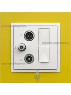   TV-Antenna-Rádió-PC (RJ45) aljzat, csillag, 2xCat. 6 UTP, jégfehér fedőlappal és Animato sárga kerettel - EFAPEL LOGUS 90