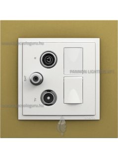   TV-Antenna-Rádió-PC (RJ45) aljzat, csillag, 2xCat. 6 UTP, jégfehér fedőlappal és Animato arany kerettel - EFAPEL LOGUS 90