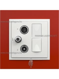   TV-Antenna-Rádió-PC (RJ45) aljzat, csillag, 2xCat. 6 UTP, jégfehér fedőlappal és Animato vörös kerettel - EFAPEL LOGUS 90