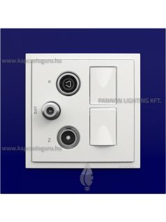   TV-Antenna-Rádió-PC (RJ45) aljzat, csillag, 2xCat. 6 UTP, jégfehér fedőlappal és Animato kék kerettel - EFAPEL LOGUS 90