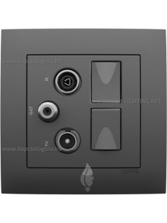   TV-Antenna-Rádió-PC (RJ45) aljzat, csillag, 2xCat. 6 UTP, szürke fedőlappal és Aquarella kerettel - EFAPEL LOGUS 90