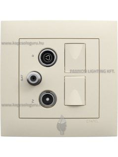   TV-Antenna-Rádió-PC (RJ45) aljzat, csillag, 2xCat. 6 UTP, gyöngyházfehér fedőlappal és Aquarella kerettel - EFAPEL LOGUS 90