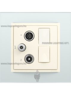   TV-Antenna-Rádió-PC (RJ45) aljzat, csillag, 2xCat. 6 UTP, gyöngyházfehér fedőlappal és Crystal üveg kerettel - EFAPEL LOGUS 90