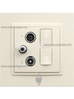   TV-Antenna-Rádió-PC (RJ45) aljzat, csillag, 2xCat. 6 UTP, gyöngyházfehér fedőlappal és Animato kerettel - EFAPEL LOGUS 90
