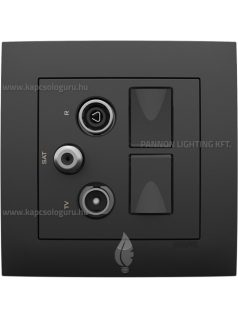   TV-Antenna-Rádió-PC (RJ45) aljzat, csillag, 2xCat. 6 UTP, fekete fedőlappal és Aquarella 1-es kerettel - EFAPEL LOGUS 90