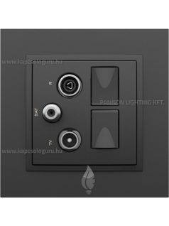   TV-Antenna-Rádió-PC (RJ45) aljzat, csillag, 2xCat. 6 UTP, fekete fedőlappal és Animato fekete 1-es kerettel - EFAPEL LOGUS 90