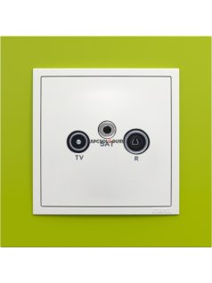   TV-Rádió-Antenna aljzat, végzáró , IP20, jégfehér fedőlappal és Animato zöld kerettel - EFAPEL LOGUS 90