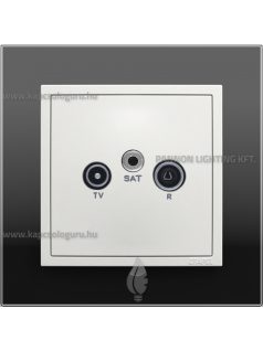   TV-Rádió-Antenna aljzat, végzáró , IP20, jégfehér fedőlappal és Crystal fekete üveg kerettel - EFAPEL LOGUS 90