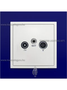   TV-Rádió-Antenna aljzat, végzáró , IP20, jégfehér fedőlappal és Animato kék kerettel - EFAPEL LOGUS 90