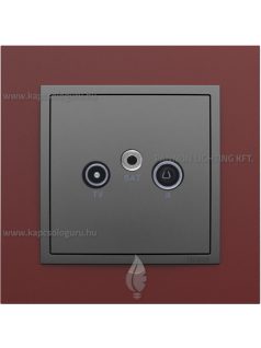   TV-Rádió-Antenna aljzat, végzáró , IP20, szürke fedőlappal és Animato bíbor kerettel - EFAPEL LOGUS 90