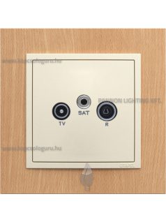   TV-Rádió-Antenna aljzat, végzáró , IP20, gyöngyházfehér fedőlappal és Arbore bükk 1-es kerettel - EFAPEL LOGUS 90