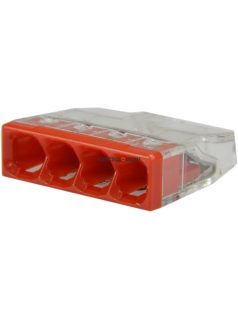   4 vezetékes összekötő (tömör 0,5-2,5mm2) 24A átlátszó piros 2273-204 - WAGO