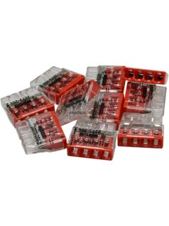   4 vezetékes összekötő (tömör 0,5-2,5mm2) 24A átlátszó piros 2273-204 - WAGO