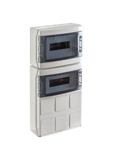   STAR Ipari csatlakozószekrény 2x12 mod füst ajtóval 6 kikönnyített fedéllel PEN sínnel szürke IP65